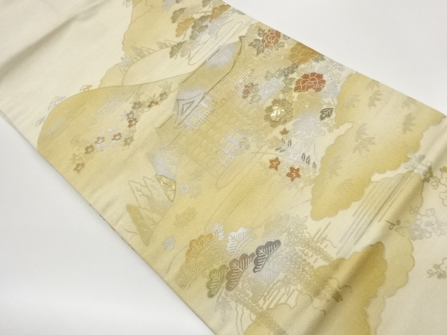 JAPANESE NAGOYA OBI / KIN-TOSHI / KINGINSAI / SHELL INLAY / SHOCHIKUBAI